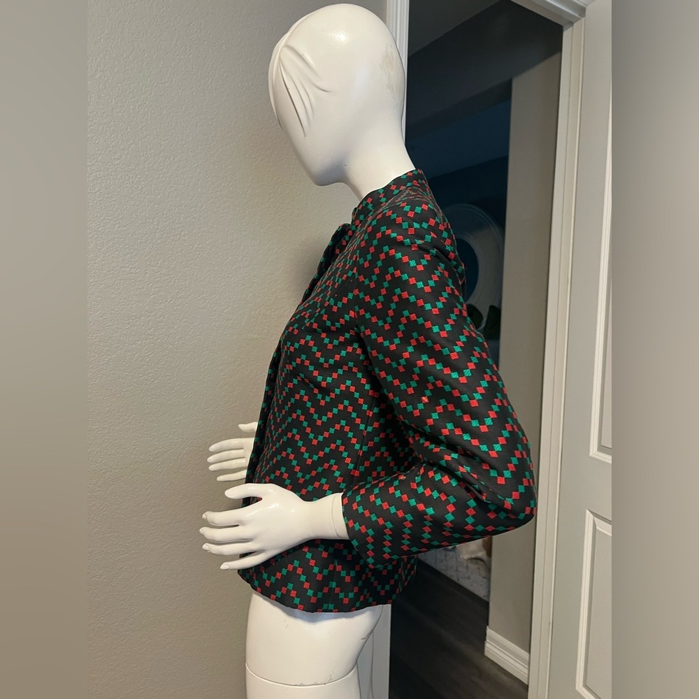 Adele Simpson Jacket Geometric Pattern Of Red And… - image 2